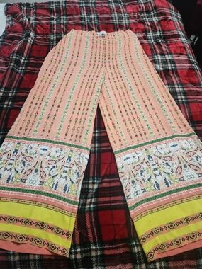 Gibson Latimer Peach Printed Elastic-Waist Skirt